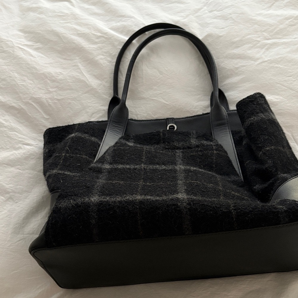 Black Plaid Tote Bag